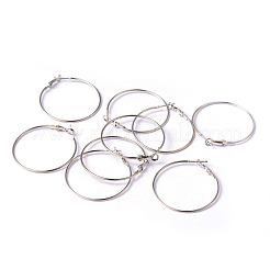 プラチナカラーの真鍮のフープピアス  ニッケルフリー  40x1.2mm&nbsp;X-EC108-3NF