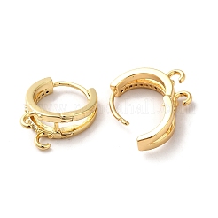 Brass Micro Pave Clear Cubic Zirconia Hoop Earring Findings&nbsp;ZIRC-Q201-25G