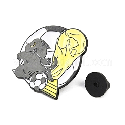 サッカースポーツのエナメルピンを持った猫  バックパック用合金ラペルピンバック  淡黄色  30x27mm&nbsp;LS-JEWB-I052-05EB-01