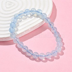 天然アクアマリンラウンドビーズストレッチブレスレット男性用女性用  素晴らしいaaa  内径：2インチ（5cm）  ビーズ：8mm&nbsp;BJEW-U034-01D-02