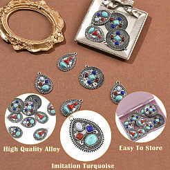 12Pcs 3 Styles Alloy with Dyed Synthetic Turquoise Pendants&nbsp;FIND-SZ0019-79