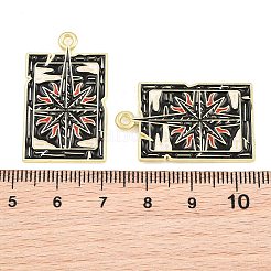 黒エナメルペンダント付き合金  ゴシックテーマのチャーム  ゴールドカラー  長方形  31.5x19x1mm  穴：1.6mm&nbsp;AL-CBA2919-02G-08