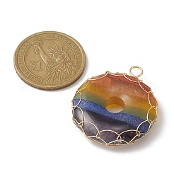 Chakra Gemstone Donut Copper Wire Wrapped Pendants&nbsp;PALLOY-TA00054