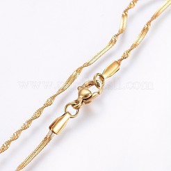 304 Stainless Steel Singapore Chain Necklaces&nbsp;NJEW-O102-32G