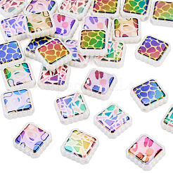 30Pcs Rainbow Iridescent Printed Opaque Acrylic Beads&nbsp;OACR-TA0001-73A