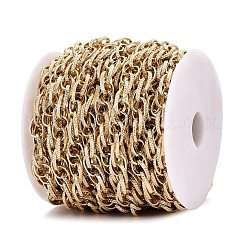アルミロープチェーン  テクスチャ  溶接されていない  スプールで  ゴールドカラー  13x8.5~9x2mm  約32.81フィート（10m）/ロール&nbsp;CHA-Q001-15G