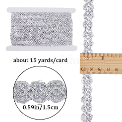 15ヤードのポリエステル花柄レーストリム  編み込みレースリボン  服飾材料  銀  1/2~5/8インチ（14~15mm）&nbsp;OCOR-GF0002-82