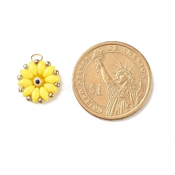 ガラス＆ランプワークビーズペンダント  304ステンレス鋼  花  ミックスカラー  17x14x4mm  穴：3mm&nbsp;PALLOY-JF01368