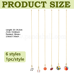 6Pcs Sports Ball Alloy Enamel Charms Ceiling Fan Pull Chain Extenders&nbsp;HJEW-DC00084