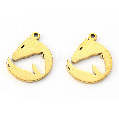 PVD真空メッキ201ステンレススチールペンダント  レーザー切断  キツネ  18KGP本金メッキ  16x13x1mm  穴：1.2mm&nbsp;LS-STAS-N092-49G