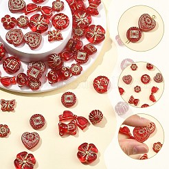 120個12スタイルメッキアクリルビーズ  ライン入り  混合図形  10.5~19.5x12~29x4~7mm  穴：1.6~1.8mm  10個/スタイル&nbsp;OACR-YW0004-26