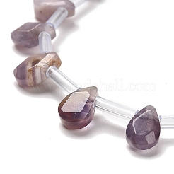 天然石アメジストビーズ連売り  多面カット  ティアドロップ  トップ掘削  9x6x4mm  穴：0.8mm  約30~32個/連  16.54''（42センチメートル）&nbsp;G-Q167-A04-02