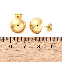 半円形 304 ステンレススチール スタッド イヤリング  ゴールドカラー  12mm&nbsp;EJEW-A125-80B-G
