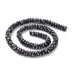手作りのポリマー粘土ビーズ連  花付きフラットラウンド  ブラック  6~9x4mm  穴：1.6mm  約100~117個/連  15.51~16.10''（39.4~40.9センチメートル）&nbsp;CLAY-A003-01A
