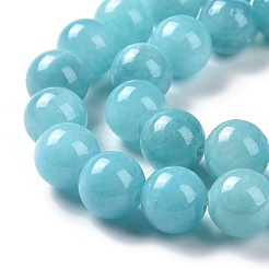 天然石馬山ジェイドラウンドビーズ連売り  染め  シアン  8mm  穴：1mm  約48個/連  15インチ&nbsp;X-G-D263-8mm-XS28