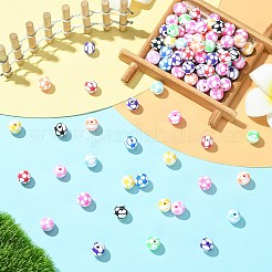 100個の手作りポリマークレイビーズ  サッカー  ミックスカラー  8mm  穴：2mm&nbsp;CLAY-CJ0002-10