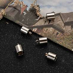 変色しにくい滑らかな表面の201ステンレススチールコードエンド  エンドキャップ  ステンレス鋼色  12x8mm  穴：2.5mm  7mm内径&nbsp;STAS-R063-94