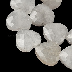天然石ホワイトジェイドビーズ連売り  多面カット  ハート  14.5~15x15~15.5x5.5~6mm  穴：1mm  約10個/連  5.51~5.71''（14~14.5センチメートル）&nbsp;G-A309-A24-01