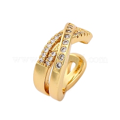 Rack Plating Brass Micro Pave Clear Cubic Zirconia Cuff Earrings for Women&nbsp;EJEW-C125-24C-G