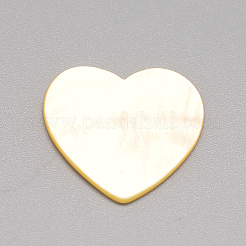 パールシェルカボションのナチュラルホワイトシェルマザー  ハート  貝殻色  19~20x20x1~2mm&nbsp;X-SSHEL-R041-53