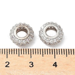 Brass Micro Pave Cubic Zirconia European Beads&nbsp;X-KK-A254-03B-P