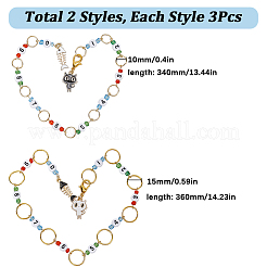 6Pcs 2 Style Acrylic Number Bead Knitting Row Counter Chains&nbsp;HJEW-SC0001-50