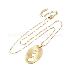 Hollow Textured Oval 304 Stainless Steel Pendant Necklaces&nbsp;NJEW-M096-24G