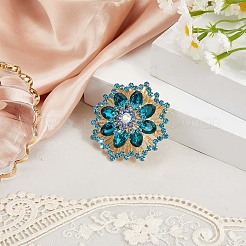 バックパックの服用の花の合金ラインストーンブローチ  モンタナ州  62mm&nbsp;JEWB-WH20011-02E