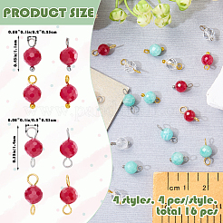16Pcs 4 Styles Lab Grown Red Corundum Charms with July Birthstone Connector Charms&nbsp;PALLOY-SW00124