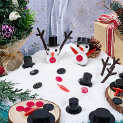 クリスマス雪だるまDIYキット  プラスチック製のシルクハットや工芸品の鼻を含む  樹脂製の雪だるまの手と人形の鼻とボタン  ミックスカラー  53x17mm&nbsp;DIY-SP0006-32