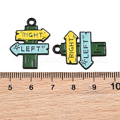 合金エナメルチャーム  左右の道路標識のチャーム  ブラック  グリーン  26x20x1mm  穴：2mm&nbsp;AL-CBA459E-06EB-01