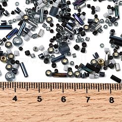 ミユキシードビーズミックス  日本製シードビーズ  混合形状  ブラック  1~9x1.5~2mm  穴：0.5~1mm&nbsp;X-SEED-Z005-01J