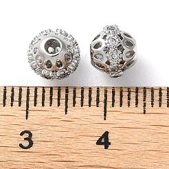 Rack Plating Brass Micro Pave Cubic Zirconia Beads&nbsp;KK-D097-08P