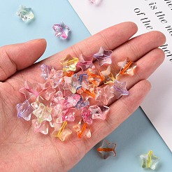 透明なアクリルビーズ  スター  ミックスカラー  13x14x7.5mm  穴：1.5mm&nbsp;X-TACR-S154-22A