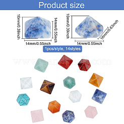 14Pcs 14 Style Pyramid Natural & Synthetic Gemstone Home Display Decorations&nbsp;G-FG00001-04