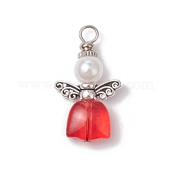 Spray Painted Transparent Glass Beads with ABS Plastic Imitation Pearl Round Beads amd Tibetan Style Alloy Fairy Wing Beads and 304 Stainless Steel Flat Head Pins Pendants&nbsp;PALLOY-JF03622