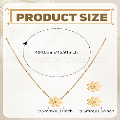 316l サージカルステンレスペンダントネックレス＆スタッドピアスセット  花  ゴールドカラー  15.91インチ（40.4cm）  1 PC&nbsp;SJEW-LP0001-39