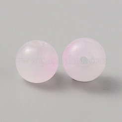 ツートンベーキングペイントガラスビーズ  ラウンド  パールピンク  8x7.5mm  穴：1.4mm&nbsp;GLAA-WH0031-62A