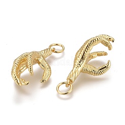 真鍮チャーム  長持ちメッキ  丸カン付き  鷲の爪  ゴールドカラー  28x13x13mm  穴：6x1mm&nbsp;KK-Z001-04G