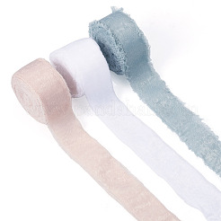 3 Rolls 3 Colors Polyester Frayed Fringe Ribbon&nbsp;OCOR-TA0003-81B