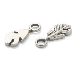 変色しない304ステンレススチールチャーム  羽  ステンレス鋼色  15x6x1.5mm  穴：2.5mm&nbsp;STAS-P279-31P
