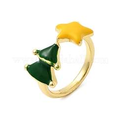 Christmas Brass Enamel Cuff Rings for Women&nbsp;RJEW-L336-04G-02