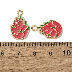 フルーツ合金エナメルペンダント  ライトゴールド  ピタヤ  20x12.5x1mm  穴：1.6mm&nbsp;FIND-D304-03F-KCG