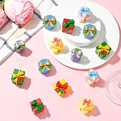 21Pcs 7 Styles Christmas Resin Gift Box Ornaments&nbsp;AJEW-CJ0001-81
