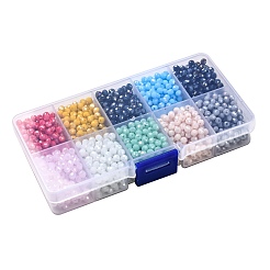 10色の電気メッキガラスビーズ  不透明なソリッドカラー  ABカラーメッキ  多面カット  ロンデル  ミックスカラー  4x3mm  穴：0.4mm  10色  200個/カラー  2000個/箱&nbsp;EGLA-X0006-01E-4mm