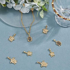 8Pcs 4 Styles Brass Micro Pave Cubic Zirconia Pendants&nbsp;KK-BBC0019-64