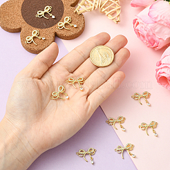10Pcs Rack Plating Brass Pave Clear Cubic Zirconia Bowknot Connector Charms&nbsp;KK-SC0006-74