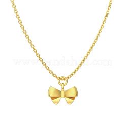 蝶結び 925 スターリングシルバーペンダントネックレス 女性用  18KGP本金メッキ  15.83インチ（40.2cm）&nbsp;NJEW-F338-04G