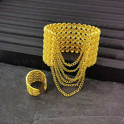 Alloy Chain Tassel Bangles & Cuff Ring Sets&nbsp;FS-WG89C4D-01