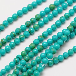 輸入合成ターコイズビーズ連売り  ラウンド  2mm  穴：0.8mm  約184個/連  16インチ&nbsp;X-G-A130-2mm-L05-1